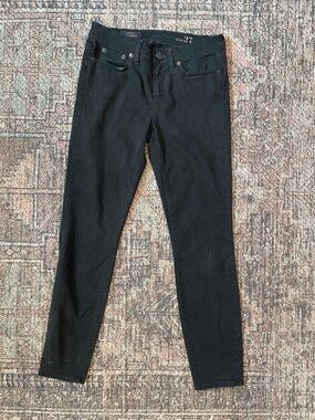 J.Crew Toothpick Jeans 27 Black Sueded Skinny Mid Rise Soft Stretch Denim